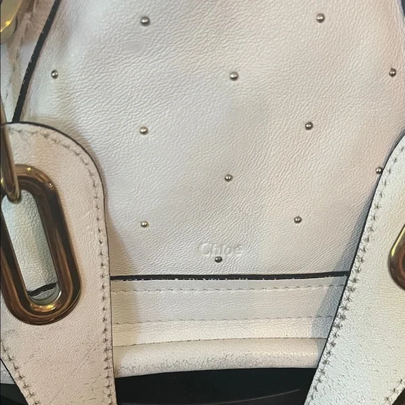 Chloe White Satchel with Gold Accents - Picture 13 of 17